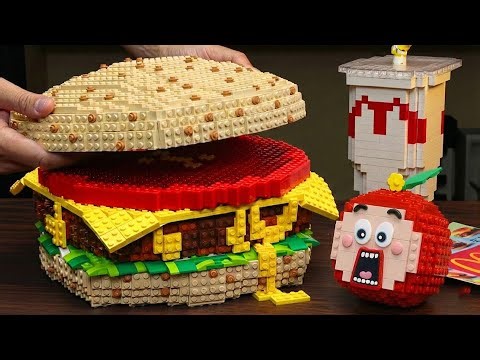 Lego Giant Food | Homemade McDonald's Big Mac ACTUAL RECIPE + MUKBANG