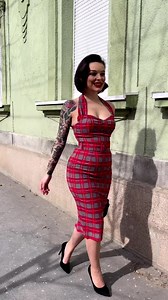 Wonderful wiggle dress for warm happy days ☀️ @misspsychocat wiggling in ‘The Girl Can’t Help It’ red tartan dress 👗 #pencildress #tartandress #retrofashion #retrostyle #vintageinspired | British Retro