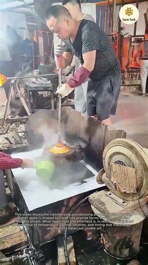 Mesmerizing Molten Glass Shaping Process: Glassblowing in Action