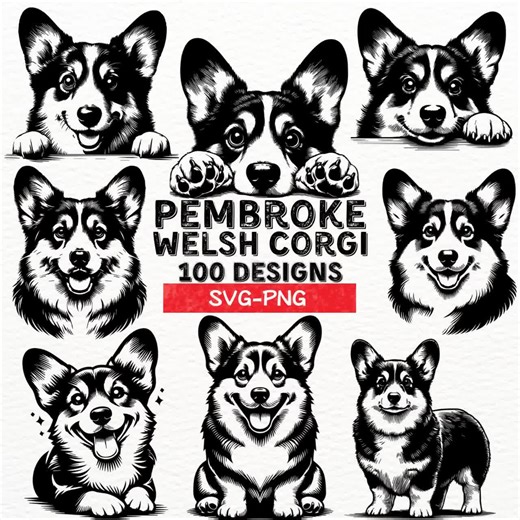 Pembroke Welsh Corgi SVG Bundle | 100 Corgi Dog Designs | Cute Corgi Clipart | Digital Download PNG | Corgi Vector Art for Cricut Silhouette - Etsy