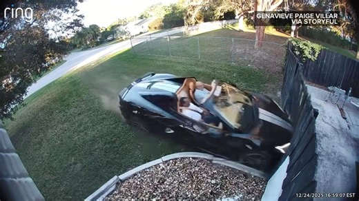 Corvette crashes into Florida family’s backyard on Christmas Eve