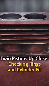 Twin pistons up close: Checking rings and cylinder fit