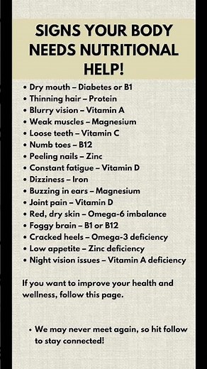 16 Signs Your Body May Need Important Nutrients #healthawareness #healthtips #healthyliving #welness