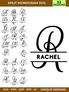 Split Monogram SVG Bundle, Custom Alphabet, Laser Cut Files (digital Download - Etsy