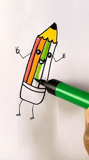 Funny colorful Pencil ✏️ easy drawing and coloring for kids and beginners #shorts #reel #drawing #cuteart #easyart #kidsart #pencil #shortsreels #facebookpost Easy Art Practice | Easy Art Practice