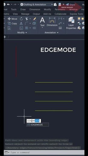 Extend EDGE MODE IN AUTOCAD #shorts