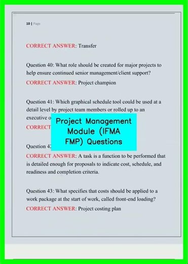 Project Management Module IFMA FMP Questions video