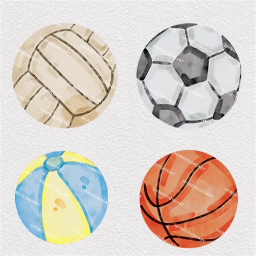 Watercolor Sports Balls Clipart: 13 PNG Elements (digital Download) - Etsy