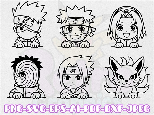 Anime Manga Saga Ninja Peekers Style | Pdf Png Svg Eps Ai Dxf Cricut Silhouette Laser Digital Files - Etsy