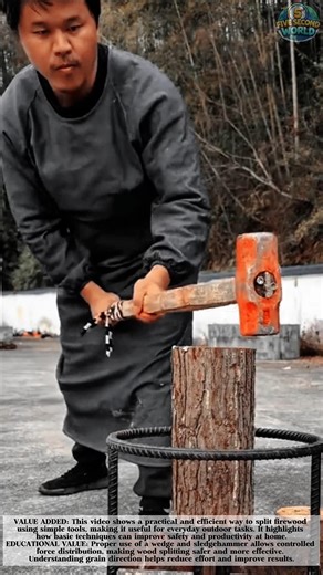 Simple Yet Powerful Firewood Splitting Technique! #shorts