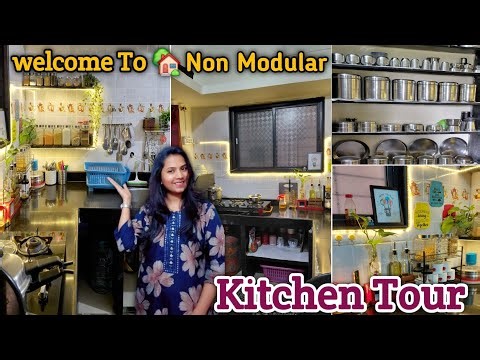 Rented Non Modular Kitchen Tour 🏡 Small Kitchen Organization✨️| Rental Friendly Kitchen Organization