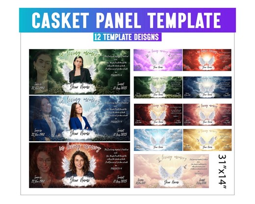 12x Casket Panel Template, Canva Memorial Panel Template, Memorial Casket, Casket Panel, Celebration of Life, Editable Casket Panel Designs - Etsy