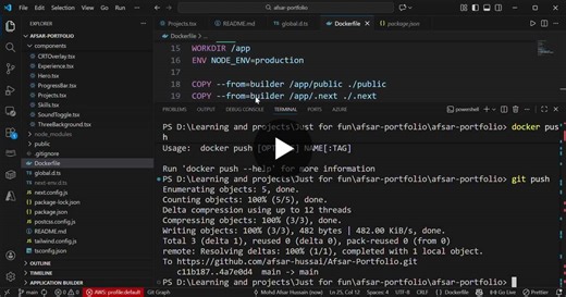 Dockerizing Next.js Portfolio: Lessons Learned | Mohd Afsar Hussain posted on the topic | LinkedIn