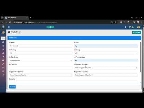 RMSTORE (Raw Material Store) | 04 - PharmaERP