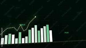 4K animation of a rising stock market chart with an upward green arrow, symbolizing economic growth, financial recovery, and positive market trends in a corporate finance concept.