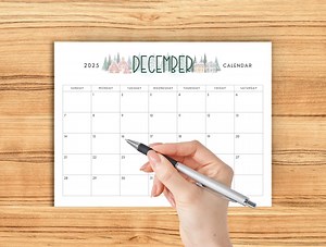 Fillable Printable December Calendar 2025 | One Page December Planner for Home, School, Office | US Letter & A4 | Digital Download - Etsy