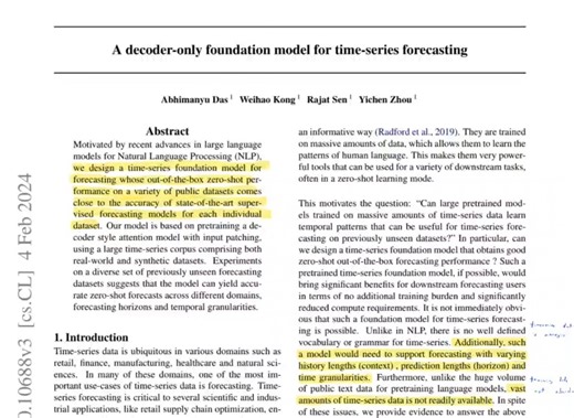 A Decoder-only Foundation Model For Time-series Forecasting [YkzRP3xnMwc]
