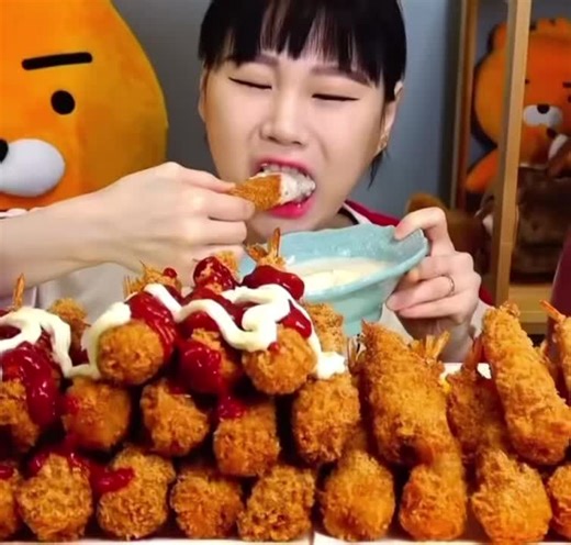 fried shrimp cr: fran #fyp #asmr #mukbang #eating #eatingshow