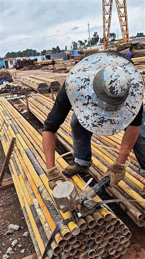 Efficient Industrial Pipe Strapping Tools At Work On Site #construction #pilecutting
