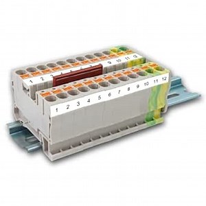 Dinkle DP6N DIN Rail Terminal Blocks 600V, 40A Set,Wire Conductor Connector, Quick Wiring Cable Push-in Design, Width : 8mm ; (10*Beige,2*Grounding)