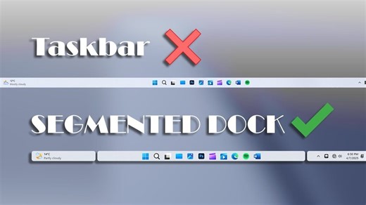 一分钟将Windows 11任务栏转换为mini分段Dock ！