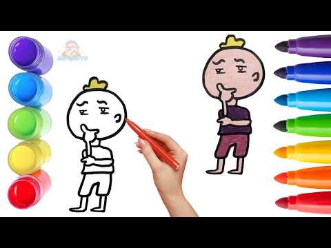 How To Draw cute Cartoon Drawing, Painting & Coloring For Kids and Toddlers_ Child Art 🐋🌈🎨