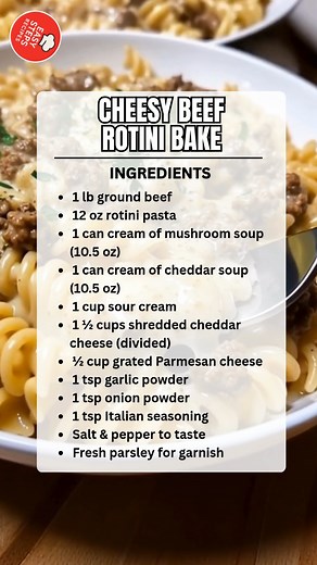 22K views · 212 reactions | Cheesy Beef Rotini Bake 燎 Ingredients 1...