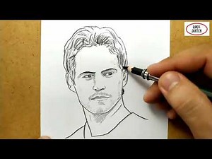 VERY EASY, how to draw paul walker fast furious / quick sketch