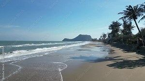 Pak Nam Pran coastline, Seashore in Thailand, drone footage