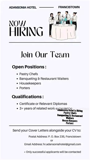 Hotel Job Openings at Adansonia Hotel in Botswana
