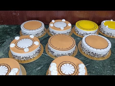 Butterscotch cake design half kg round live video 
