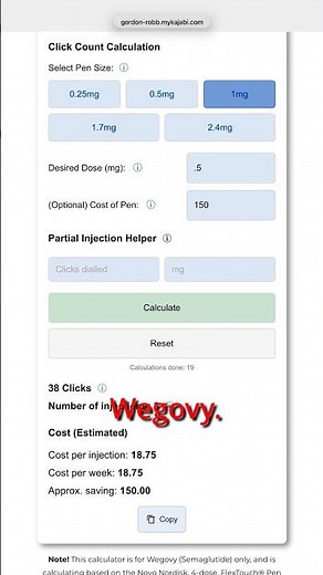 Wegovy Click Count Calculator