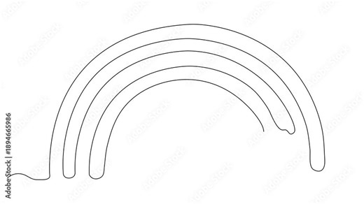 leprechaun's pot of gold and rainbow, St. Patrick's Day, Self drawing animation one continuous line draw, logo on white background