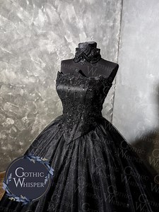 Gothic Black Wedding Dress | Sparkly Ball Gown With Corset & Neck Decoration | Dark Fairytale Bridal Gown | Victorian Gothic Bride|skirt top - Etsy