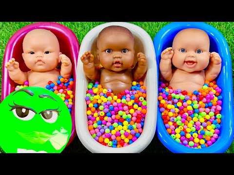 Baby Dolls Bath Time with Colorful Beads | Sensory Play ASMR