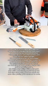 The STIHL 2 in 1 Filing Guide simplifies the process of sharpening your saw chain by completing two functions at once —sharpening your saw chain cutters and lowering your depth gauges. The ease and accuracy of this unique accessory makes it the perfect system for maintenance of your STIHL chainsaw. The system includes two round files, one flat file, and comes with a unique file holder and filing guide. The STIHL 2 in 1 Filing Guide gets more done with each stroke, so you can spend less time shar
