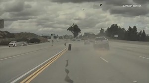 Full Video: Dash-cam footage captures car being launched into air on 118 Freeway