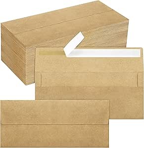 200 Pack #10 Business Envelopes, Self Seal Standard Kraft Envelopes for Secure Business & Legal Mailing, Office, Checks, Letter, Invoices, 4 1/8 x 9 1/2 Inches