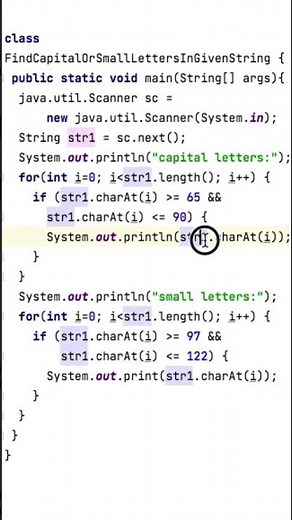 PRINT SMALL OR CAPITAL LETTERS IN GIVEN STRING IN JAVA