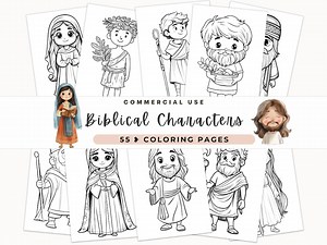 Biblical Characters Coloring Pages, Bible Stories, Biblical People Pages, Religious Art, Jesus Miracles , Biblical Stories, Sunday School - Etsy