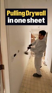 Pulling down drywall in one sheet! #renovation #construction #demolition #tools #remodelling