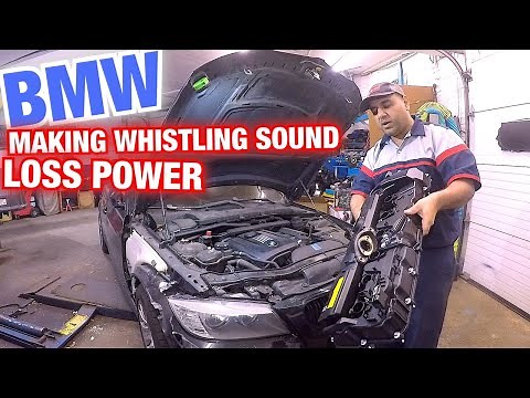 BMW 328i makes whistling sound and loss power smoking and smelling like gas
