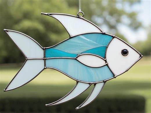 Fish Stained Glass Template – Digital Download, PNG, JPEG Pattern for Suncatcher - A4 - Etsy