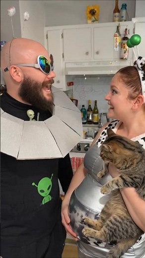 Alien baby is coming soon! Megryn are very excited. Alien cat not so much.