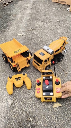 RC dumper truck unboxing and tasting racing video and RC mixer truck racing video and unboxing video