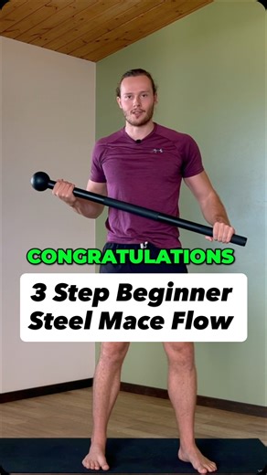 🔥 3 Step Beginner Steel Mace Flow If you’re new to the Steel Mace, learn these 3 moves to experience your first flow! We start with the Prayer Switch. Then we extend into a Ballistic Curl with a Prayer Switch. Then we change our plane of movement to make the Ballistic Curl and Prayer Switch into a Figure 8 pattern. Once complete, you’ve now done the Ballistic Fighter Flow. This flow was originally created and taught by @leo.savage.smf. It enhances coordination, core engagement, and shoulder mob