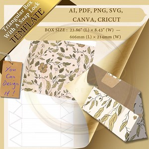Triangular Snap Lock Box Template | Editable Canva, SVG & PDF Files | DIY Product Packaging for Small Business | Cricut / Silhouette - Etsy