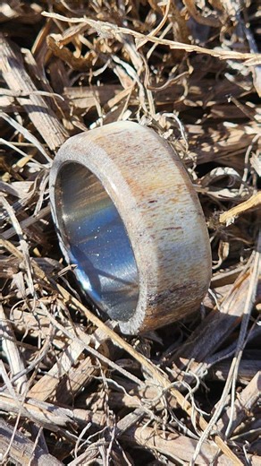 "The Whitetail" Deer antler ring with titanium liner. Get em while they're hot! Steel Valley Jewelry #customjewelry #whitetail #deerhunting #deerseason #MensRings #duespaid #WeDoTheWork | Steel Valley Jewelry