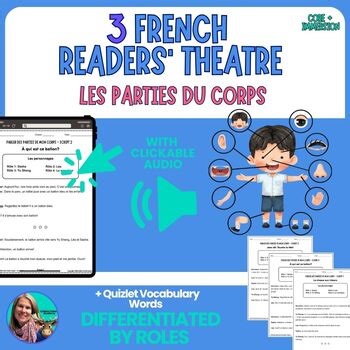 3 French Readers Theatre   Audio Body Parts - Parties du Corps Speaking Activity