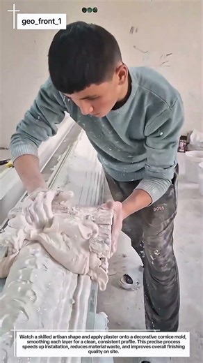 Master Craftsman Hand-Applies Plaster Cornice for a Perfect Architectural Finish